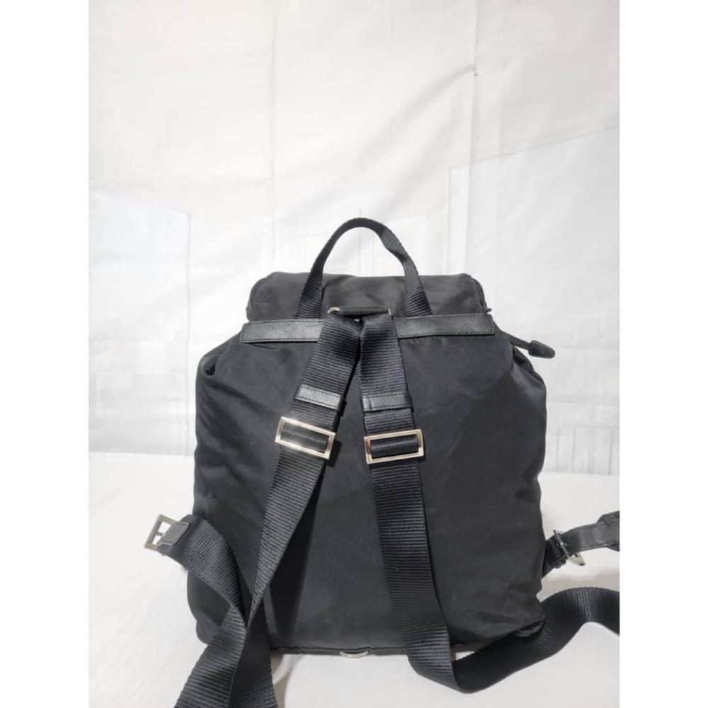 Authentic Prada Tessuto Nylon Double Pocket Backpack Black - Picture 3 of 16